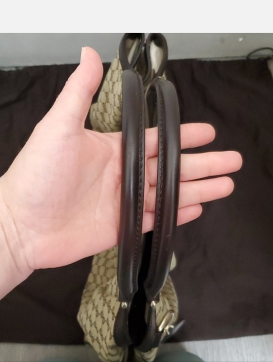 Authentic Gucci Beige GG Canvas Satchel with Brown Leather Trim - Picture 5 of 16